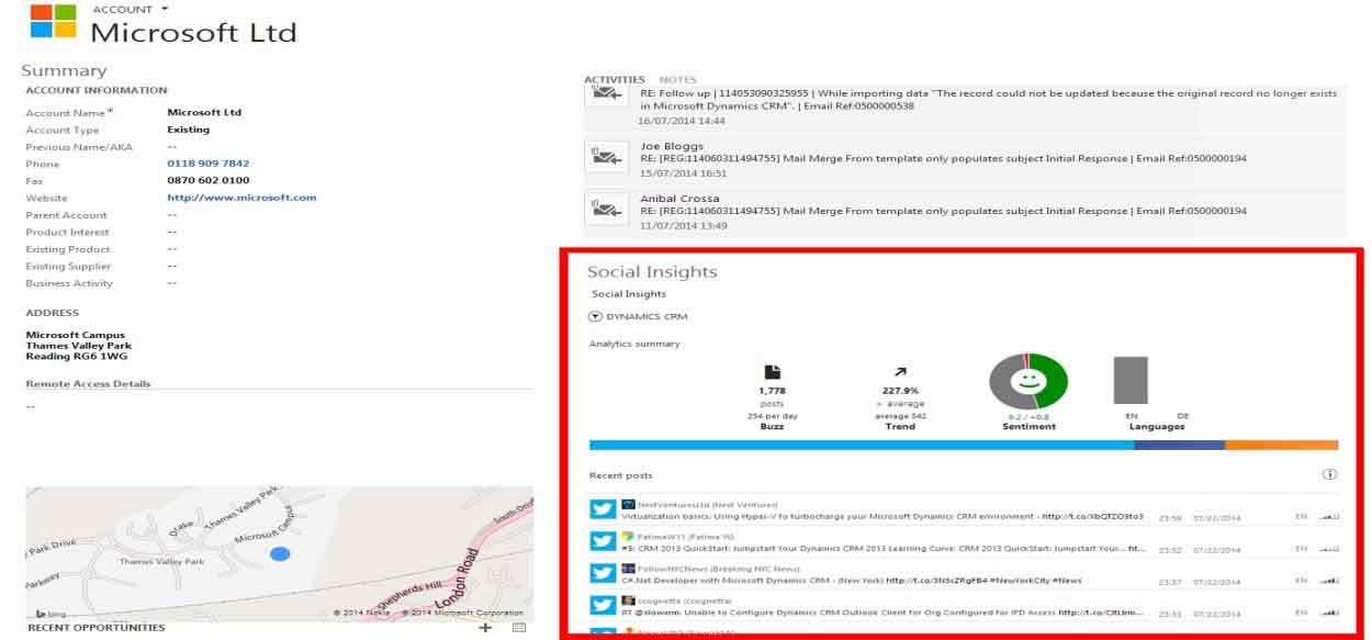 Features of Social Engagement in Dynamics 365