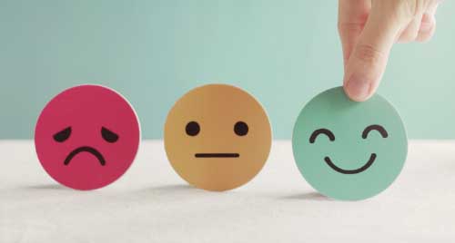 Three emoji faces with last one smiling indicating importance of improving CRM
